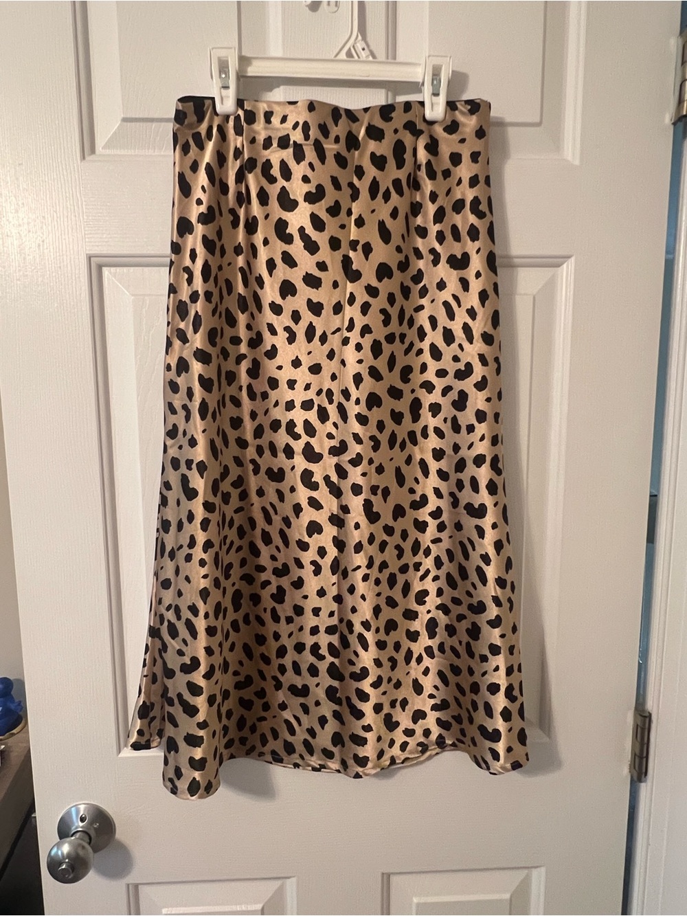 Leopard-Print Satin Midi Skirt - Tan/Black